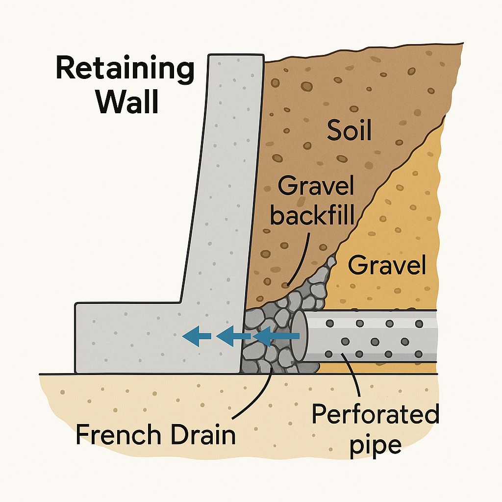 French Drain And Retainaing Wall
